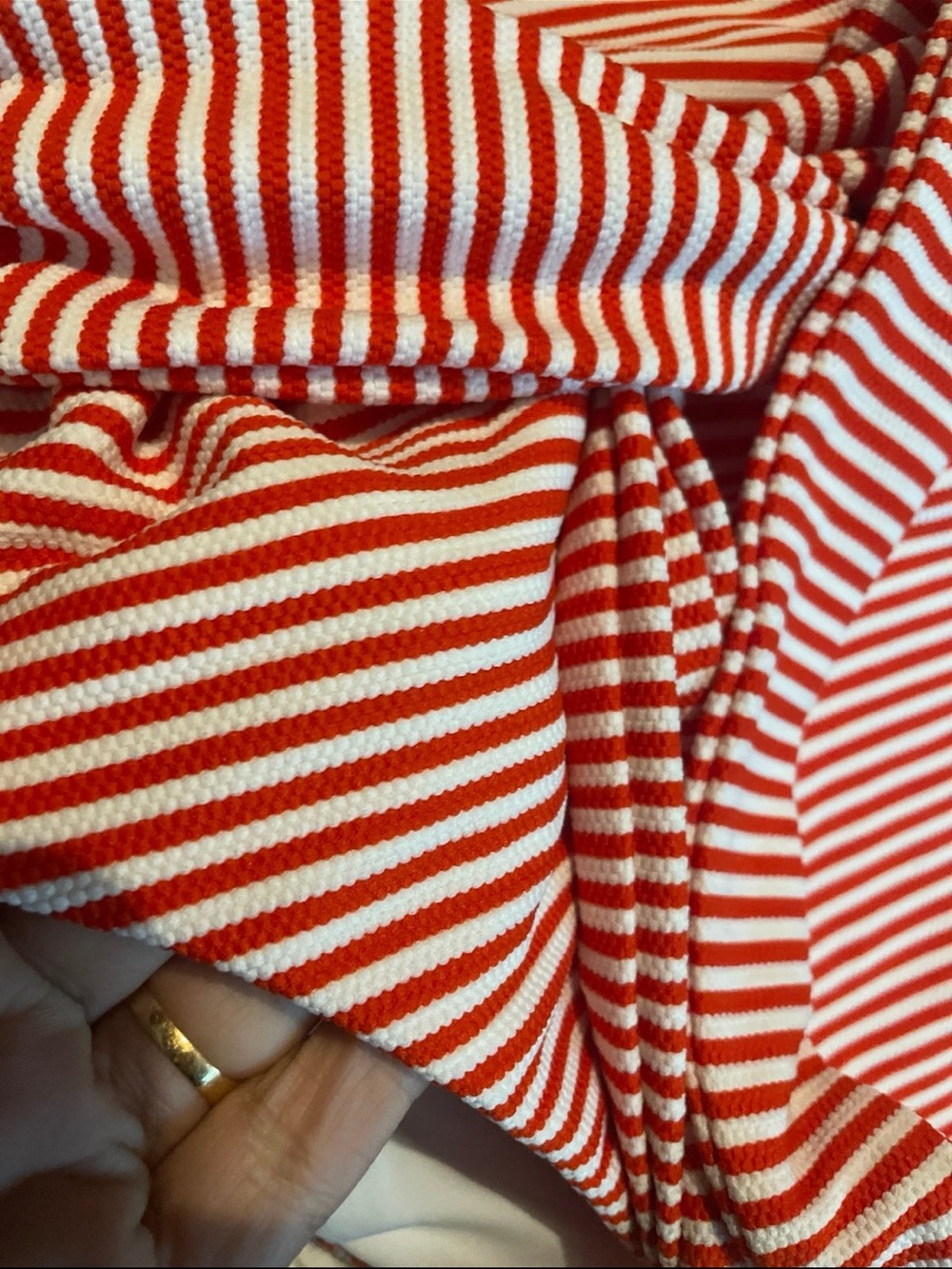 Red and White Striped One-Piece Swimsuit with Waist Tie Mara Hoffman - Picture 6 of 6